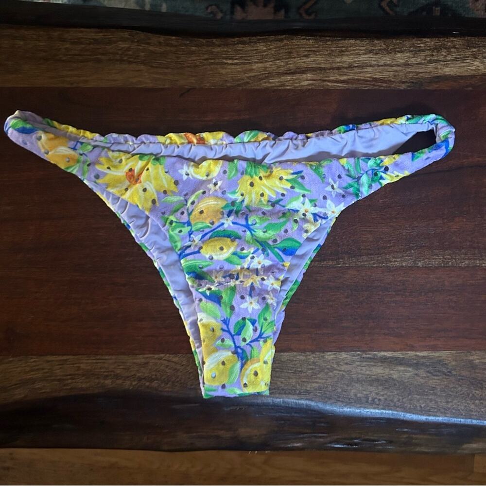FARM RIO Lemon Dream Low Rise Bikini Bottom Swim‎ Bathing Suit Floral NEW Size L - Picture 3 of 7